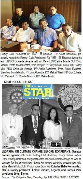 Legarda on Climate Change Before Rotarians