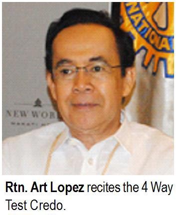 Rtn. Art Lopez recites the 4 Way Test Credo.