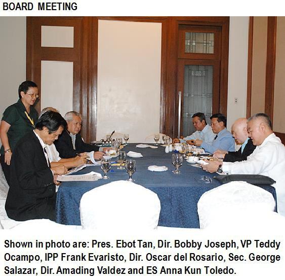 Shown in photo are: Pres. Ebot Tan, Dir. Bobby Joseph, VP Teddy Ocampo, IPP Frank Evaristo, Dir. Oscar del Rosario, Sec. George Salazar, Dir. Amading Valdez and ES Anna Kun Toledo.