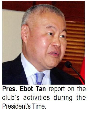Pres. Ebot Tan report on the club's activities during the President's Time.