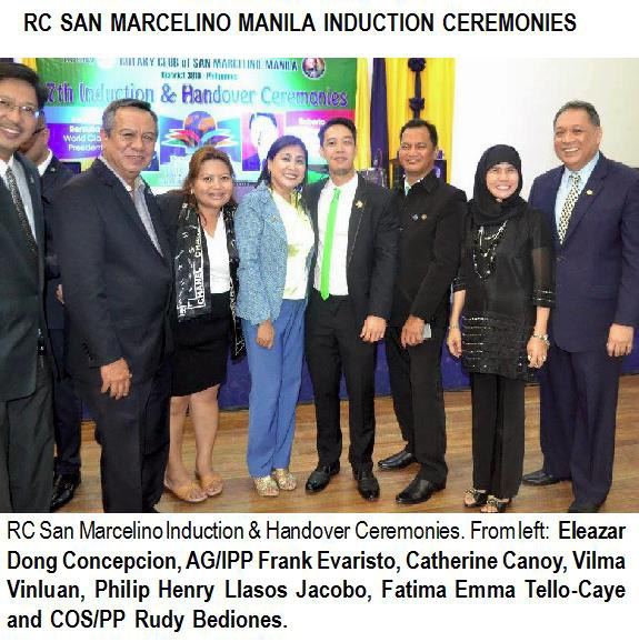 RC San Marcelino Induction & Handover Ceremonies. From left: Eleazar Dong Concepcion, AG/IPP Frank Evaristo, Catherine Canoy, Vilma Vinluan, Philip Henry Llasos Jacobo, Fatima Emma Tello-Caye and COS/PP Rudy Bediones.