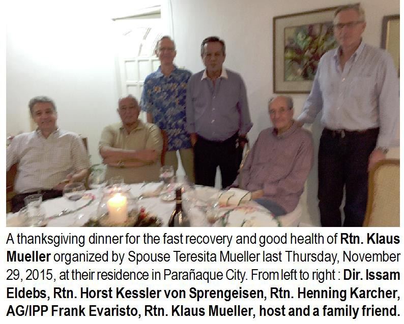 Rotary Governor Elected; Dist. 3810 Thanksgiving Dinner
