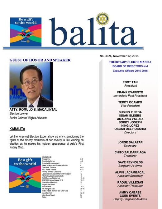 Cover of Balita issue 3626