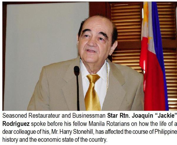 Seasoned Restaurateur and Businessman Star Rtn. Joaquin "Jackie" Rodriguez spoke before his fellow Manila Rotarians on how the life of a dear colleague of his, Mr. Harry Stonehill, has affected the course of Philippine history and the economic state of the country.