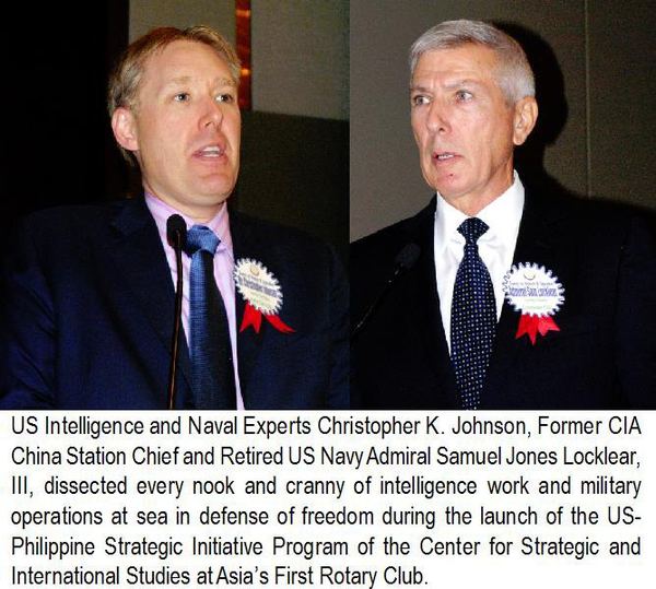 US Intelligence and Naval Experts Christopher K. Johnson, Former CIA China Station Chief and Retired US Navy Admiral Samuel Jones Locklear, III, dissected every nook and cranny of intelligence work and military operations at sea in defense of freedom during the launch of the US-Philippine Strategic Initiative Program of the Center for Strategic and International Studies at Asia's First Rotary Club.