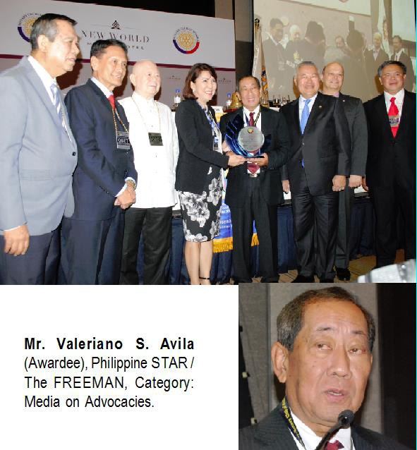 Mr. Valeriano S. Avila (Awardee), Philippine STAR / The FREEMAN, Category: Media on Advocacies.