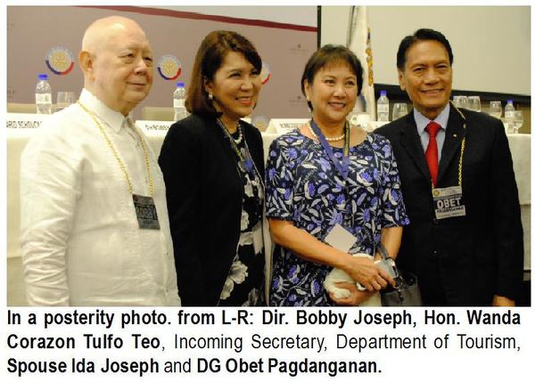 In a posterity photo from L-R: Dir. Bobby Joseph, Hon. Wanda Corazon Tulfo Teo, Incoming Secretary, Department of Tourism, Spouse Ida Joseph and DG Obet Pagdanganan.