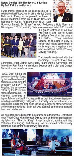 Rotary District 3810 Handover & Induction