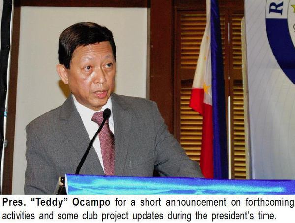 Pres. “Teddy” Ocampo for a short announcement on forthcoming activities and some club project updates during the president's time.