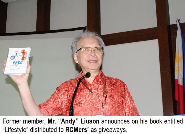 Former member, Mr. "Andy" Liuson announces on his book entitled "Lifestyle" distributed to RCMers' as giveaways.