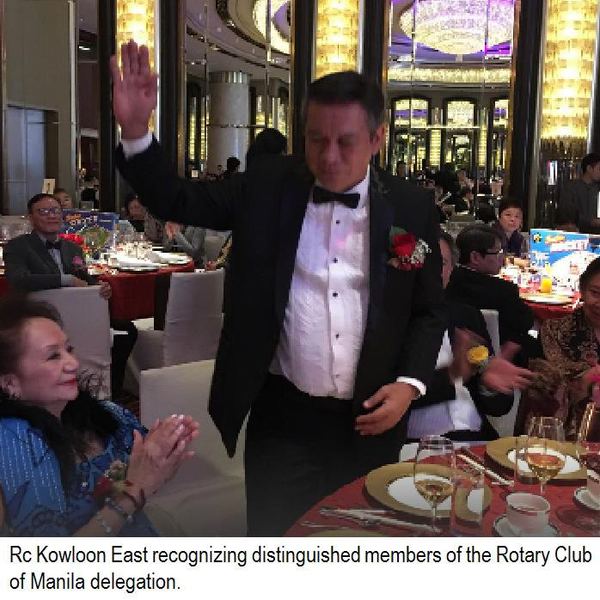 RC Kowloon East recognizing distinguished members of the Rotary Club of Manila delegation.