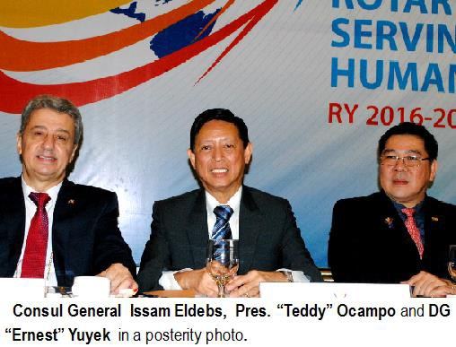Consul General Issam Eldebs, Pres. "Teddy" Ocampo and DG "Ernest" Yuyek in a posterity photo.
