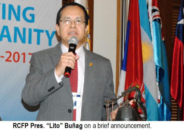 RCFP Pres. "Lito" Buñag on a brief announcement.