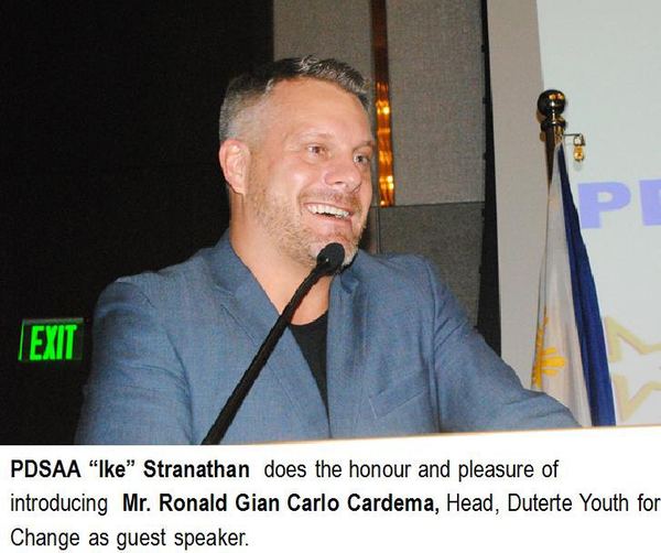 PDSAA “Ike” Stranathan does the honour and pleasure of introducing Mr. Ronald Gian Carlo Cardema, Head, Duterte Youth for Change as guest speaker.