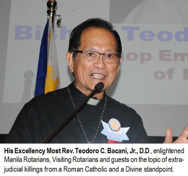 His Excellency Most Rev. Teodoro C. Bacani, Jr., D.D., enlightened Manila Rotarians, Visiting Rotarians and guests on the topic of extrajudicial killings from a Roman Catholic and a Divine standpoint.