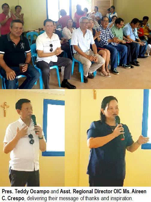 Pres. Teddy Ocampo and Asst. Regional Director OIC Ms. Aireen C. Crespo, delivering their message of thanks and inspiration.