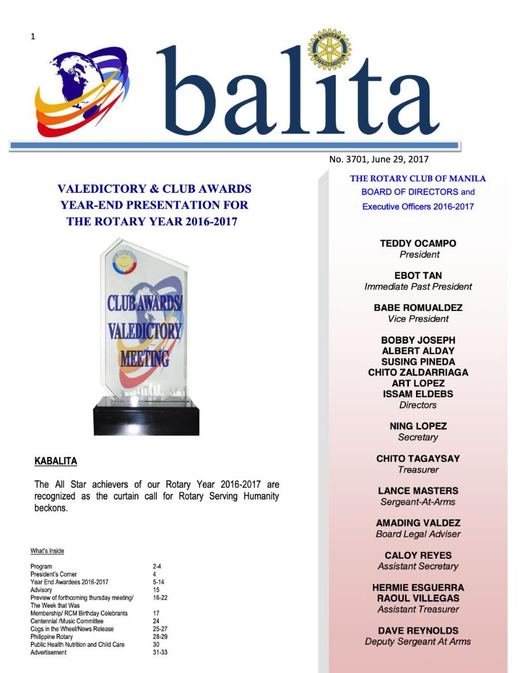 Cover of Balita issue 3701