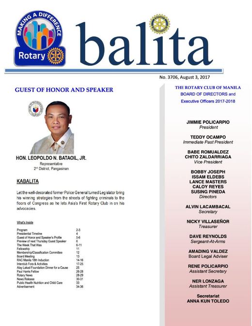 Cover of Balita issue 3706