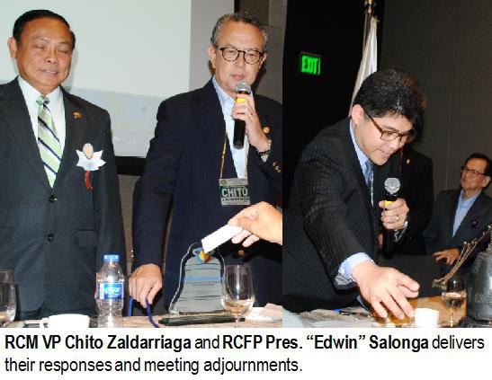 RCM VP Chito Zaldarriaga and RCFP Pres. "Edwin" Salonga delivers their responses and meeting adjournments.