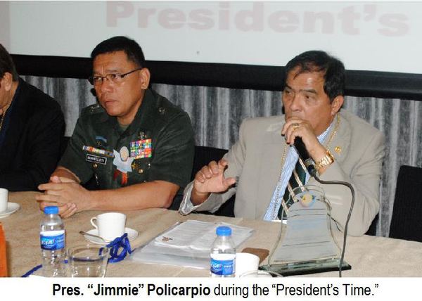 Pres. "Jimmie" Policarpio during the "President's Time."