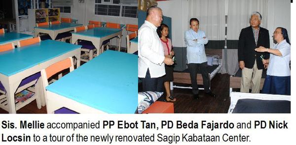 Sis. Mellie accompanied PP Ebot Tan, PD Beda Fajardo and PD Nick Locsin to a tour of the newly renovated Sagip Kabataan Center.