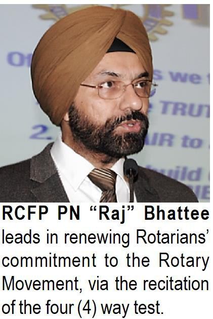 RCFP PN “Raj” Bhattee leads in renewing Rotarians’ commitment to the Rotary Movement, via the recitation of the four (4) way test.