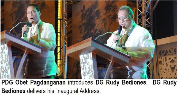 PDG Obet Pagdanganan introduces DG Rudy Bediones. DG Rudy Bediones delivers his Inaugural Address.