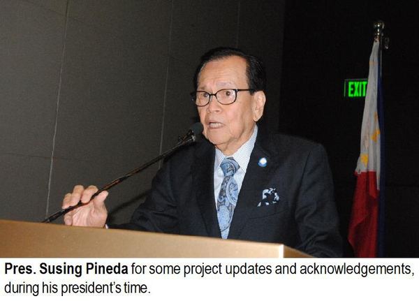 Pres. Susing Pineda for some project updates and acknowledgements, during his president's time.