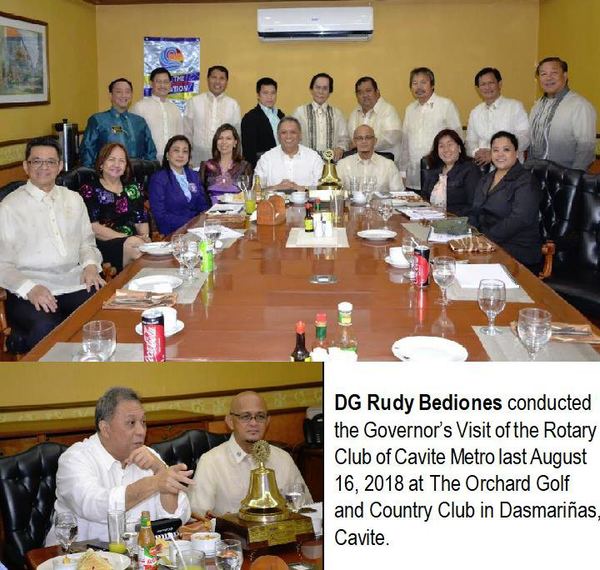DG Rudy Bediones conducted the Governor's Visit of the Rotary Club of Cavite Metro last August 16, 2018 at The Orchard Golf and Country Club in Dasmariñas, Cavite.