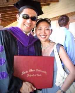 With his wife, photo taken during graduation from Santa Clara Law School