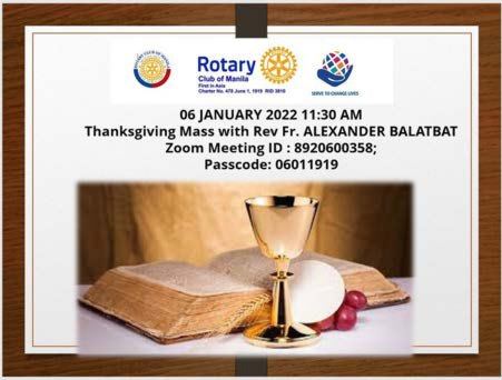 Rotary Club of Manila Holds Thanksgiving Mass