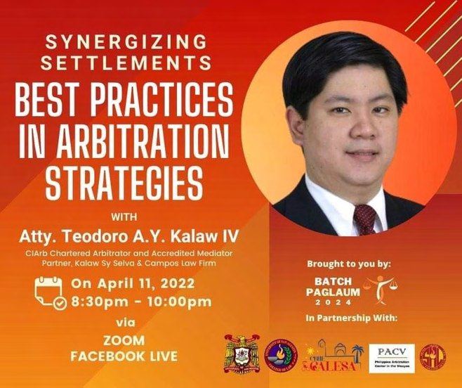 RCManila Foundation, Inc. BLA Teddy Kalaw IV is Speaker at Synergizing Settlements Best Practices in Arbitration Strategies