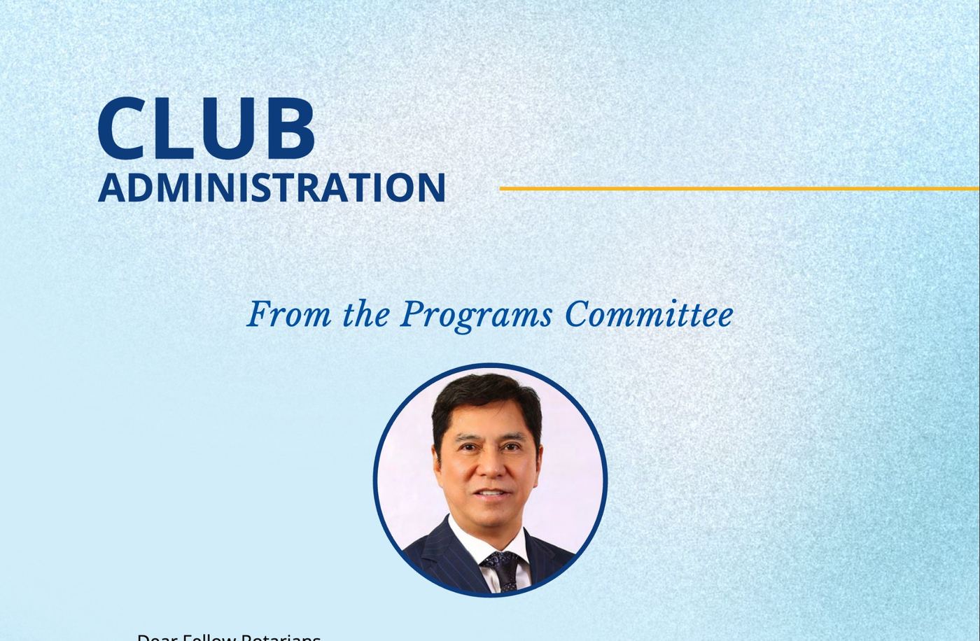 From the Programs Committee