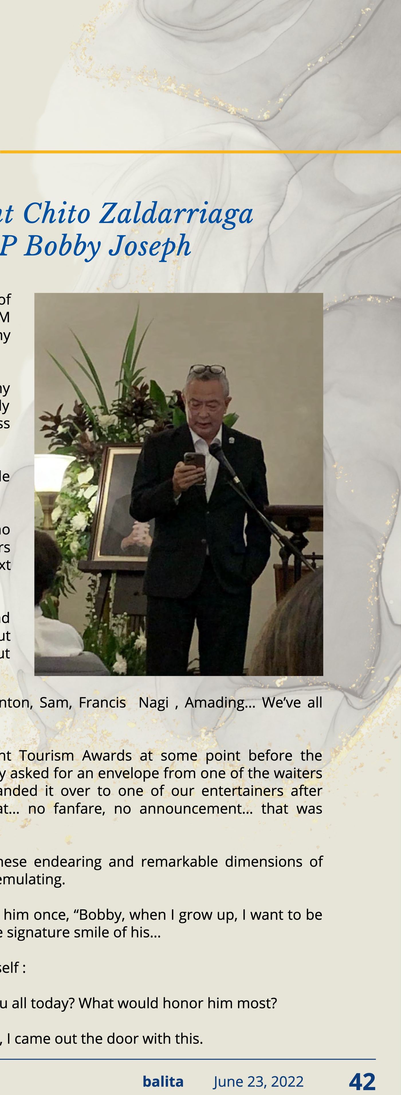 Eulogy of President Chito Zaldarriaga for DDCC/IPP Bobby Joseph