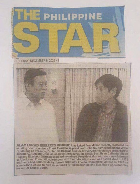 PP Frank Evaristo Reelected as Alay Lakad President