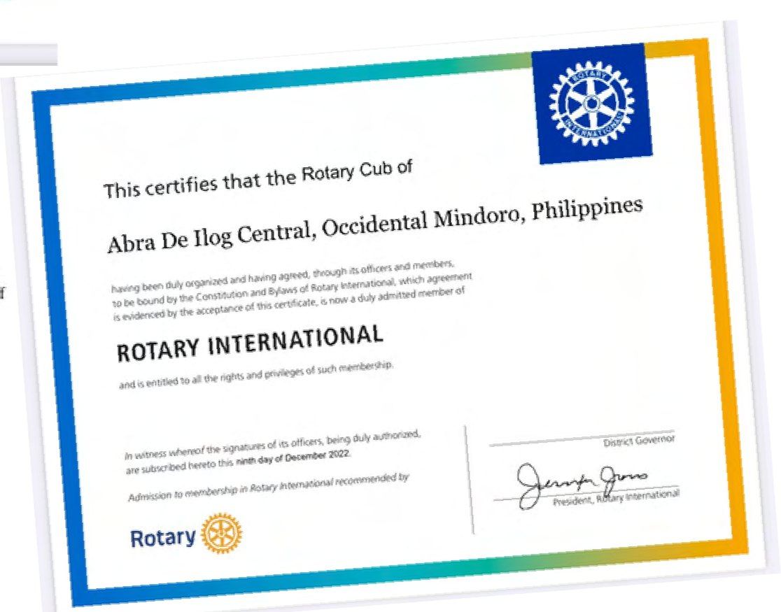 Chartering the New Rotary Club of Abra de Ilog Central, Occidental Mindoro