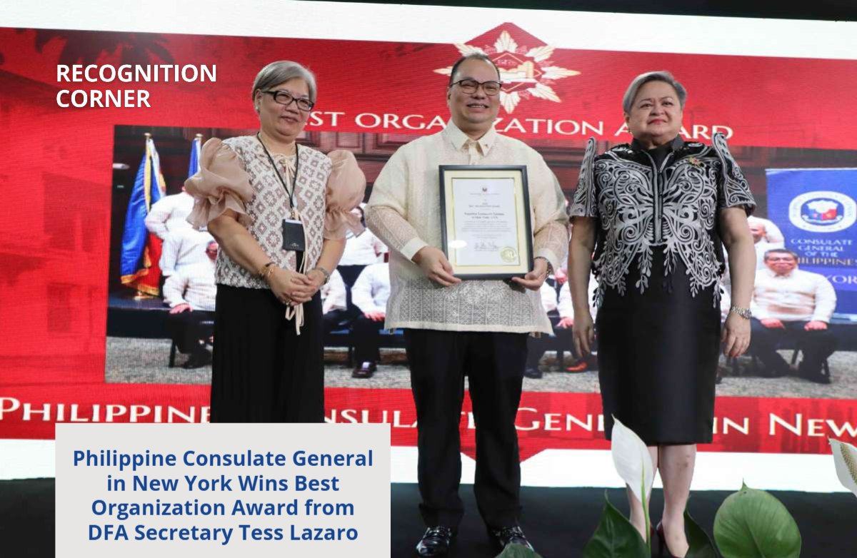 Philippine Consulate General in New York Wins Best Organization Award from DFA Secretary Tess Lazaro