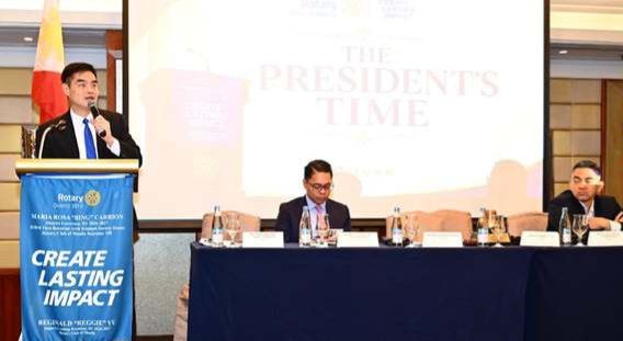 During the President's Time, President Reggie Yu updated the membership on the week's activities and events, as well as the club's upcoming programs and activities.
