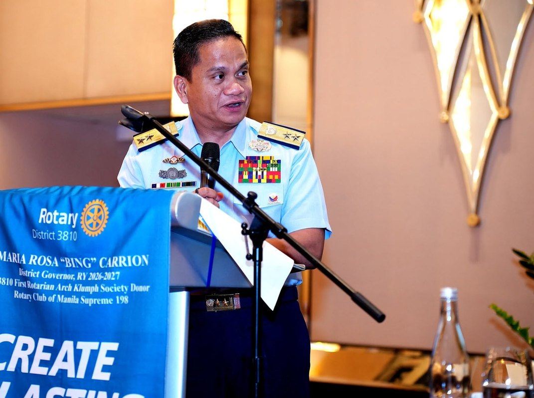 Rear Admiral Jay Tarriela makes his case during his presentation to the Rotary Club of Manila, underscoring the importance of transparency and vigilance in protecting the country's interests in the West Philippine Sea.