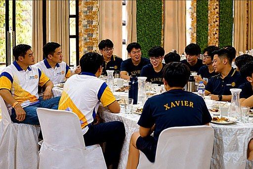 President Reggie Yu enjoying the company of Xavier high school students during the post-event luncheon hosted by STAR Rotarian Myles Tan for the Rotary Club of Manila, following our October 3, 2026 tree-planting activity at Ipo Dam.