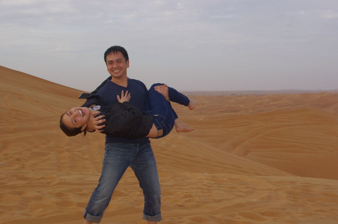 Their first journey together — laughter carried by the desert wind, love finding its footing on shifting sands. In the dunes of Dubai, they learned early that wherever the road leads, adventure feels lighter when love does the carrying.