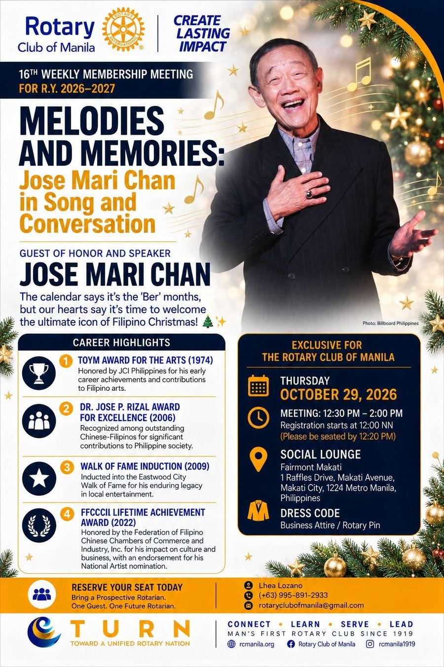 Meeting poster: Melodies and Memories: Jose Mari Chan in Song and Conversation
